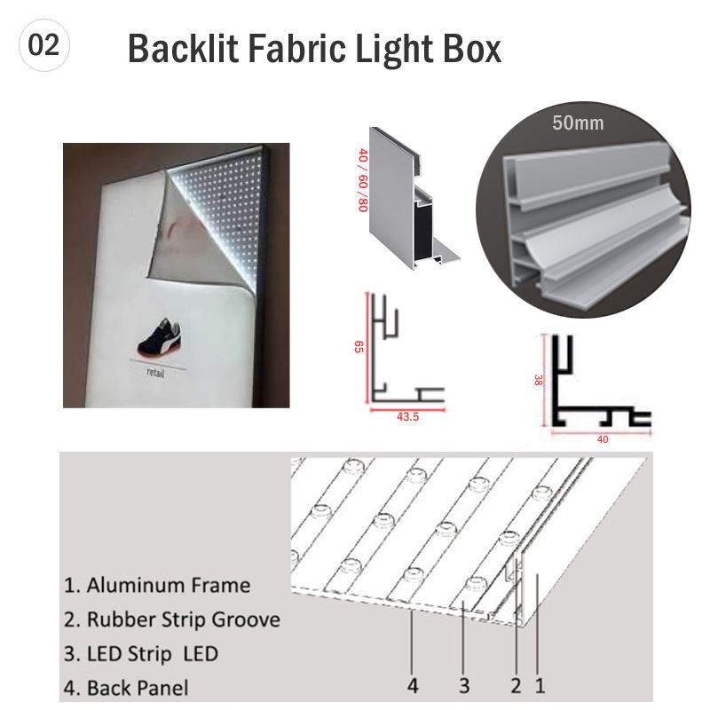 cajas de luz de tejido elástico